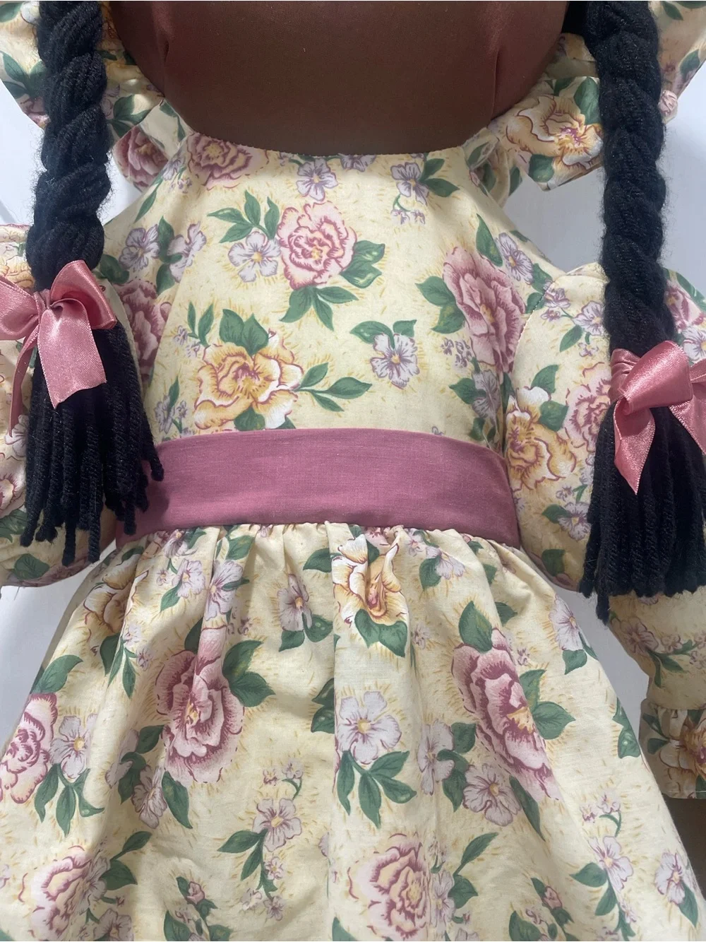 Vintage Sweetie Mine 48” Rag Doll African American Black Yellow Pink Cottagecore